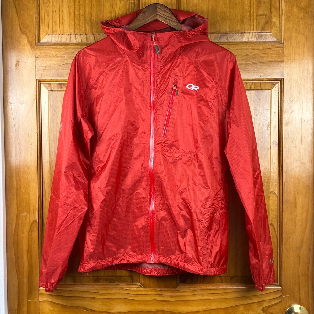 Outdoor Research Helium II Rain Jacket Womens Sz M Red Pertex Shield Waterproof